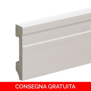 Battiscopa PVC Bianco Impermeabile con Passafilo - Modello Ducale - 70 x 15 mm - CONFEZIONE RISPARMIO 24 ML