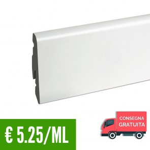 Battiscopa PVC Bianco Impermeabile con Passafili - 58 x 14 mm - Inclinato - CONFEZIONE RISPARMIO 24 ML