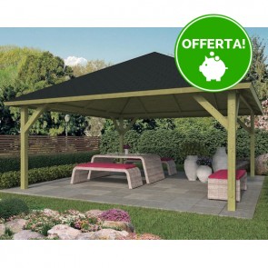Onlywood Gazebo in Legno KIOSK Tetto in Legno 560 x 560 cm - Antivento