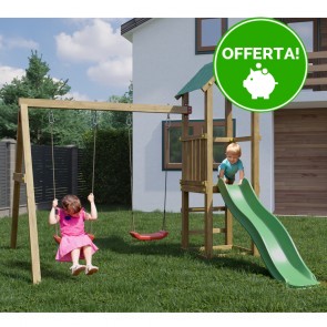 Parco Giochi in Legno Autoclavato Fungoo LUCAS Torre con Scivolo e Altalene