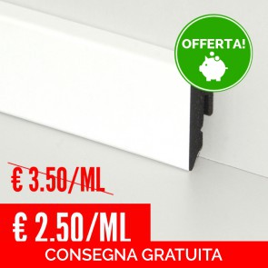 Battiscopa 100% IMPERMEABILE Bianco LVT 38,5 x 15 mm con passafili