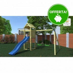 Parco Giochi in Legno Autoclavato Fungoo GAIA Torre con Scivolo e Altalene