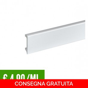 Battiscopa PVC Bianco Impermeabile con Passafilo - 58 x 14,5 mm - CONFEZIONE RISPARMIO 24 ML
