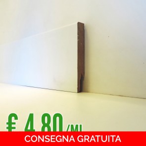 Battiscopa MDF Bianco liscio - 14 x 100 mm - Asta 2,40 metri