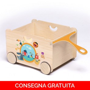 Onlywood Portagiochi Montessori PIRATI con Disegni Colorati