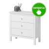 Settimino in legno Massello 3 Cassetti verniciato Bianco - Dimensioni 75 x 37 x 75 h. cm