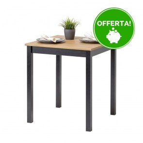 Tavolo in legno Massello Quadrato con finiture Nere - Dimensioni 68 x 68 x 75 h. cm