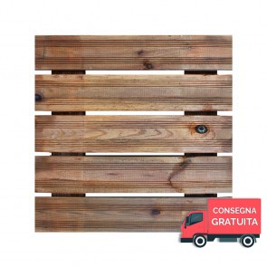 Onlywood Piastrelle in legno da esterno STRONG 50x50x3,8 cm - Pino Verniciato Noce Chiaro