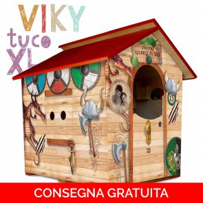 Onlywood Casetta in Legno per bambini  VIKY XL con disegni colorati