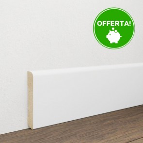 Battiscopa Mdf Bianco Stondato - 70 x 10 mm - Asta da 2,4 Metri - Made in Italy