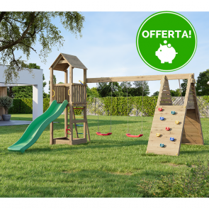 Parco Giochi in Legno Autoclavato Fungoo FLEPPI Torre con  Scivolo e Altalene