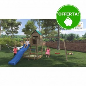 Parco Giochi in Legno Autoclavato Fungoo JARCAS Torre con Scivolo e Altalene