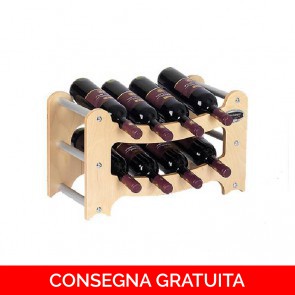 Cantinetta portabottiglie in legno GRADINO - 50 x 25 x 30h cm - 8 bottiglie - finitura Acero - Componibile