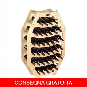 Cantinetta portabottiglie in legno OTTAGONO - 75 x 25 x 120h cm - 36 bottiglie - finitura Acero