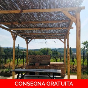 Onlywood Pergola autoportante RUSTICA 400 x 200 cm in Castagno Scortecciato - Portata 50 Kg - ANCHE SU MISURA