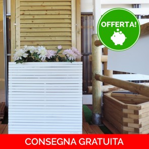 Onlywood Fioriera in Legno GIRASOLE 79x20x80 h cm - Verniciata Bianco