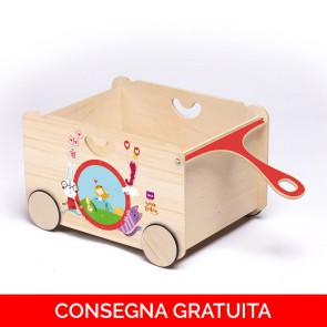 Onlywood Portagiochi Montessori ALICE con Disegni Colorati