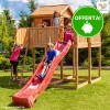 Parco Giochi in Legno Verniciato Color Teak Fungoo MY SPACE XL Torre con Scivolo e Casetta