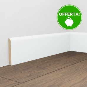 Battiscopa Legno BIANCO Laccato RAL 9016 - 70 x 10 mm - Asta da 2,4 Metri