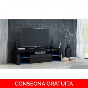 Onlywood Mobile TV in Legno DEKO 140 x 40 x 45h cm - Nero Laccato