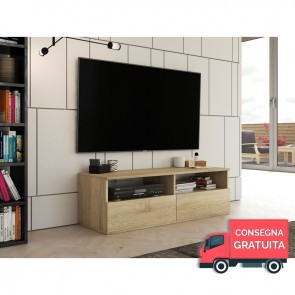 Mobile TV in Legno RUMBA 120 x 40 x 38h cm - Color Rovere Chiaro