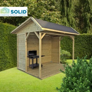 Gazebo in Legno Chiuso RONSBURG + Frangivista 340 x 250 cm