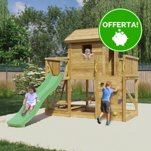 Parco Giochi in Legno Autoclavato Fungoo MARS Torre con Altalene e Scivolo