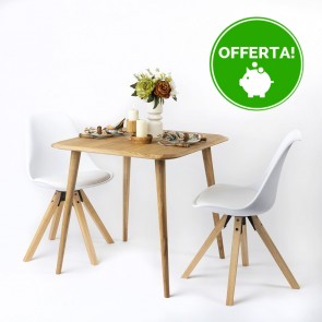 Tavolo in legno di Rovere impiallacciato con Bordi smussati - 80 x 80 x 75 h. cm