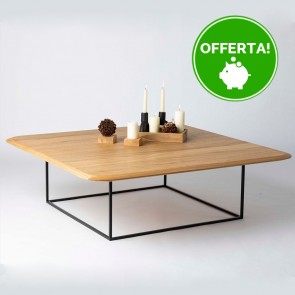 Tavolino da salotto in legno di Rovere impiallacciato con struttura in metallo nero verniciato - 120 x 120 x 40 h. cm