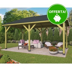 Onlywood Gazebo in Legno KIOSK Tetto in Legno 594 x 340 cm - Antivento