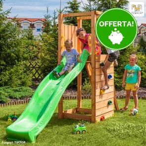 Parco Giochi in Legno Verniciato Color Teak Fungoo TIP TOP Torre con Scivolo 