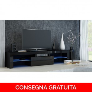 Onlywood Mobile TV in Legno DEKO 160 x 40 x 45h cm - Nero Laccato