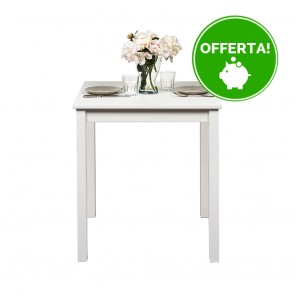 Tavolo in legno Massello Quadrato  verniciato Bianco - Dimensioni 68 x 68 x 75 h. cm