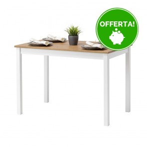 Tavolo in legno Massello rettangolare con finiture Bianche - Dimensioni 110 x 68 x 75 h. cm