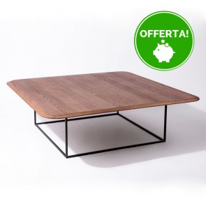 Tavolino da salotto in legno di Rovere impiallacciato con struttura in metallo nero verniciato Noce - 120 x 120 x 40 h. cm