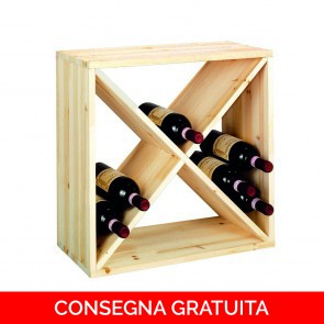 Cantinetta portabottiglie in legno WINE CUBE - 48 x 23 x 48h cm - 24 Bottiglie - Impilabile