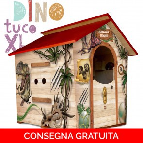 Onlywood Casetta in Legno per bambini DINO XL con disegni colorati