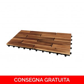 Piastrella ad incastro per esterno in legno di ACACIA - 30 x 60 x 2,4 cm 