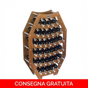 Cantinetta portabottiglie in legno OTTAGONO - 75 x 25 x 120h cm - 36 bottiglie - finitura Noce