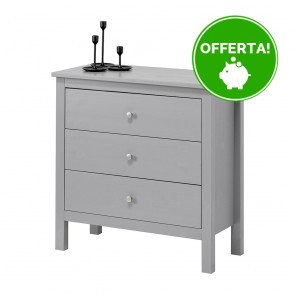 Settimino in legno Massello 3 Cassetti verniciato Grigio - Dimensioni 75 x 37 x 75 h. cm