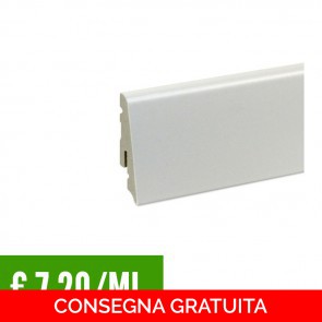 Battiscopa PVC Bianco Impermeabile con Passafilo - 58 x 13,5 mm - Inclinato - CONFEZIONE RISPARMIO 24 ML