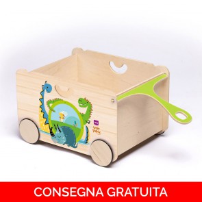 Onlywood Portagiochi Montessori DINO con Disegni Colorati