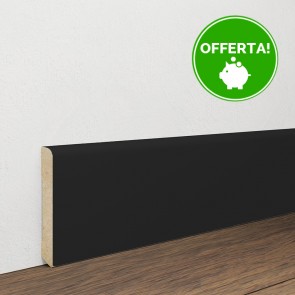 Battiscopa Mdf Nero Stondato - 70 x 10 mm - Asta da 2,4 Metri - Made in Italy