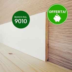 Battiscopa Legno BIANCO Laccato RAL 9010 - 100 x 10 mm - Confezione 5 ML