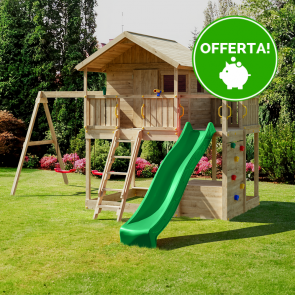 Parco Giochi in Legno Autoclavato Fungoo SUNSHINE Torre con Altalene e Scivolo