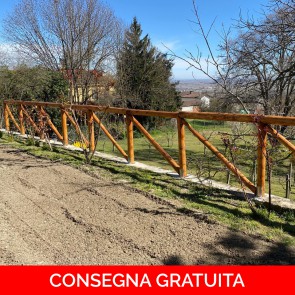 Onlywood Staccionata in Legno Rustica con traversa diagonale in Castagno Scortecciato