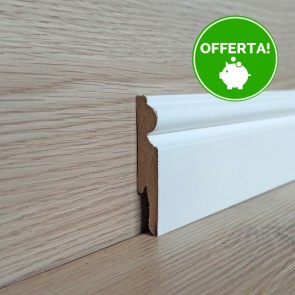 Onlywood Battiscopa MDF Bianco Ducale EVE - 14 x 75 mm - Asta da 2,4 m - Verniciabile