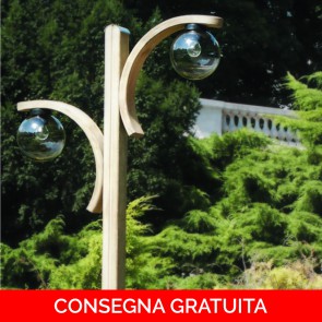 Onlywood Lampione per Giardino 90 x 200 h. cm - in Legno trattato in Autoclave con Paralumi
