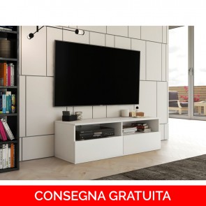 Onlywood Mobile TV in Legno RUMBA 120 x 40 x 38h cm - Color Bianco