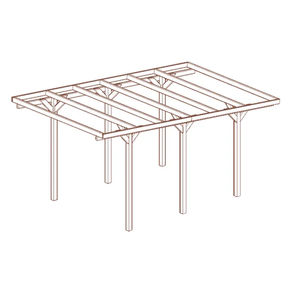 Onlywood Copertura in legno per Auto 3 x 5,2 metri in pino impregnato classe 3-0